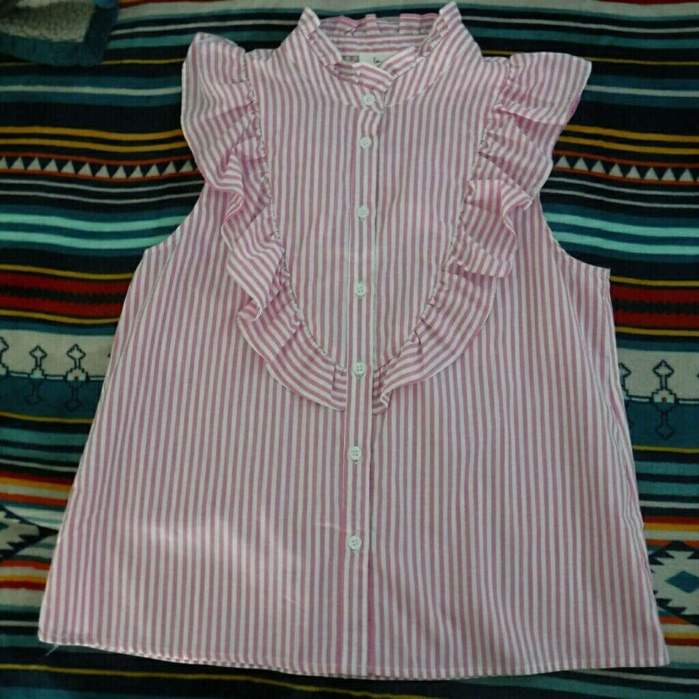 Preppy Ruffled Button Down Tank Top